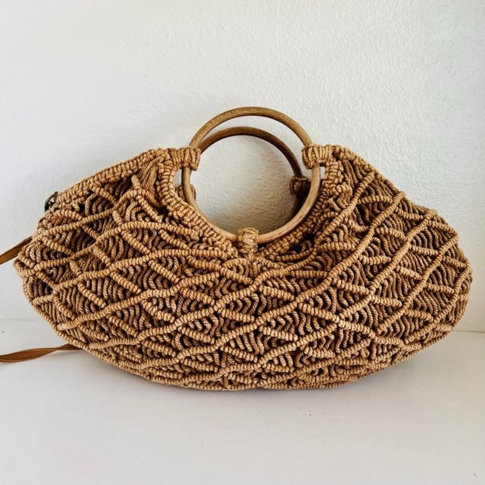 Sold. Free People Brown Point Break Macrame Multi-Way Bag - Picture 3 of 12